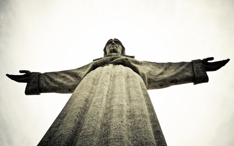 Christ the Redeemer Statue — Gray, Dramatic, Photograph, Sky