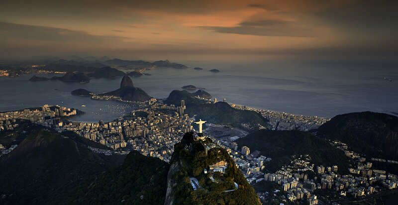 Christ the Redeemer Statue — Orange, Dramatic, Sunset, Photograph