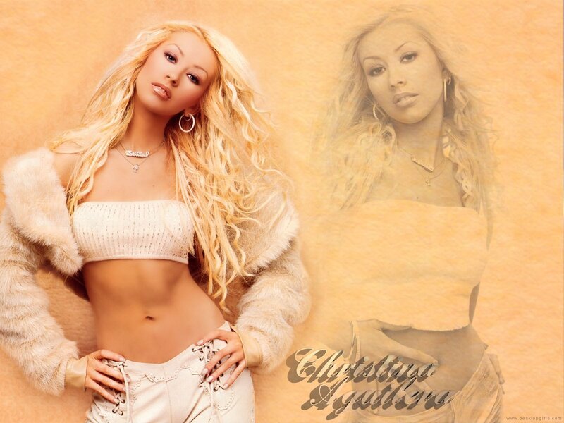 Christina Aguilera in a fur coat
