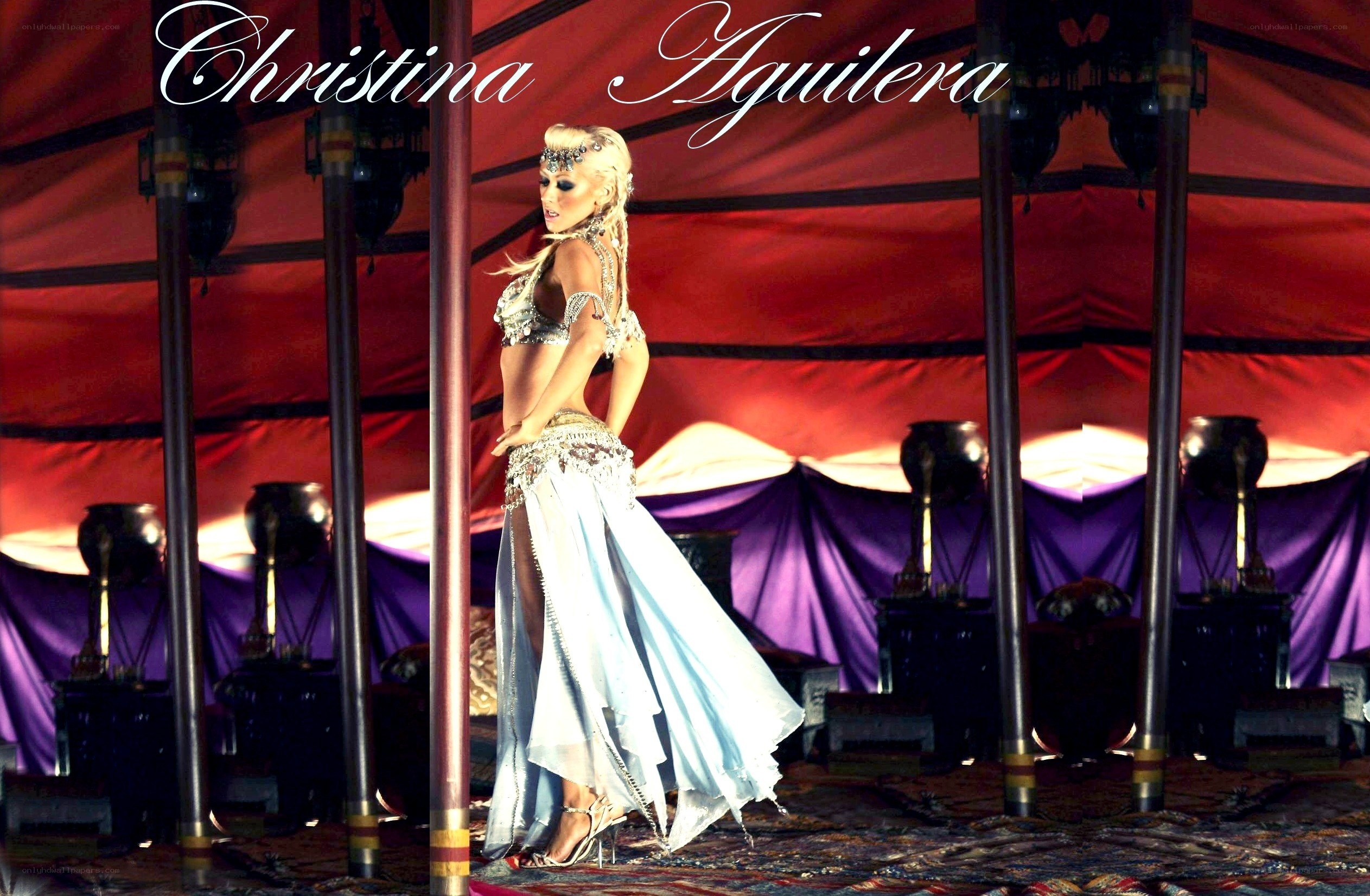 Christina Aguilera in a tent