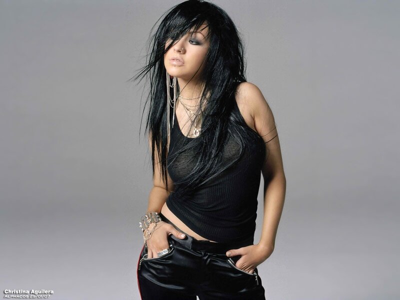 Christina Aguilera in black outfit