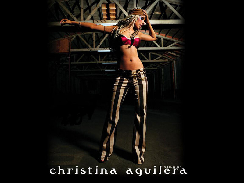 Christina Aguilera in striped pants