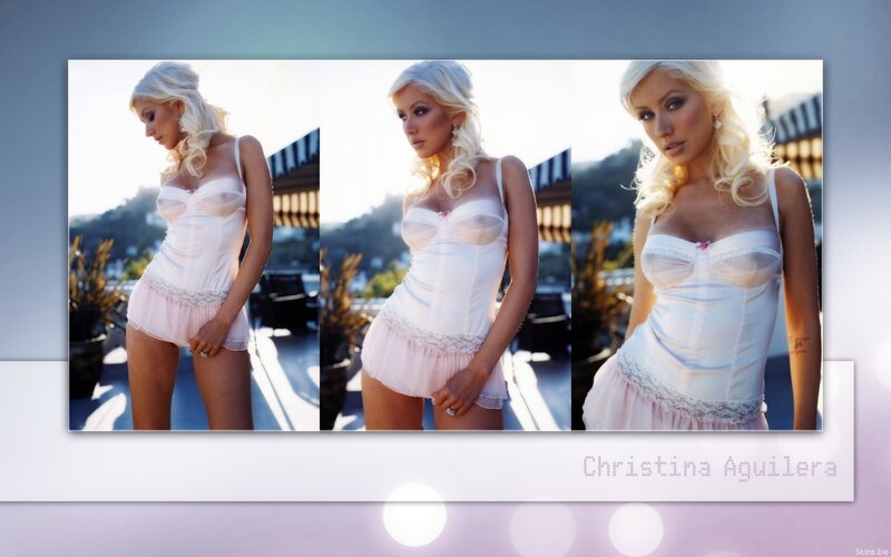 Christina Aguilera in white lingerie