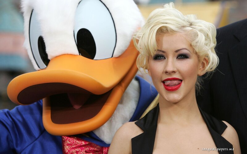 Christina Aguilera with Donald Duck