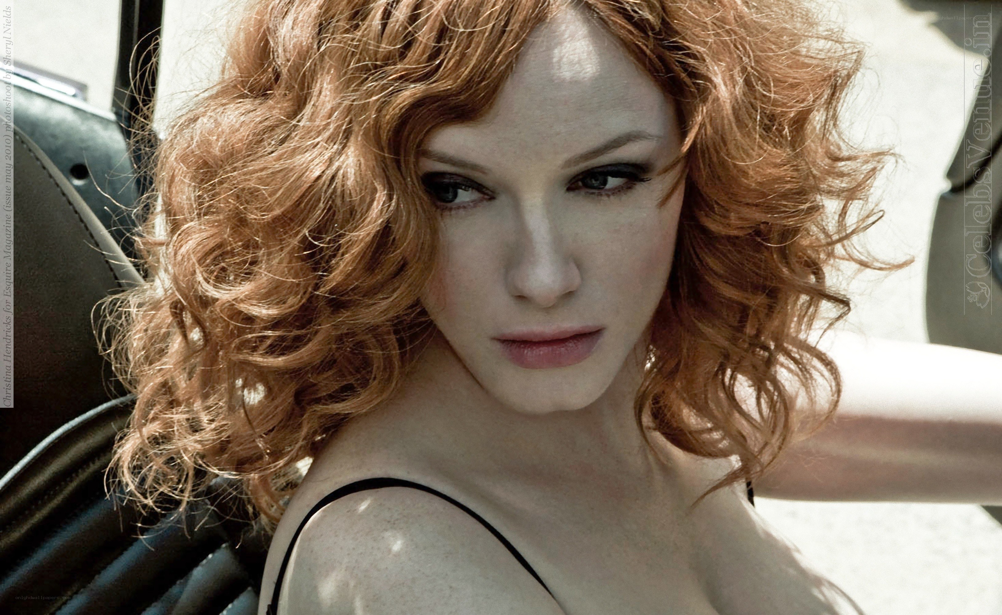 Christina Hendricks in a car