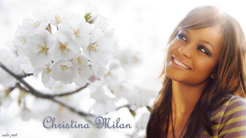 Christina Milian with cherry blossoms