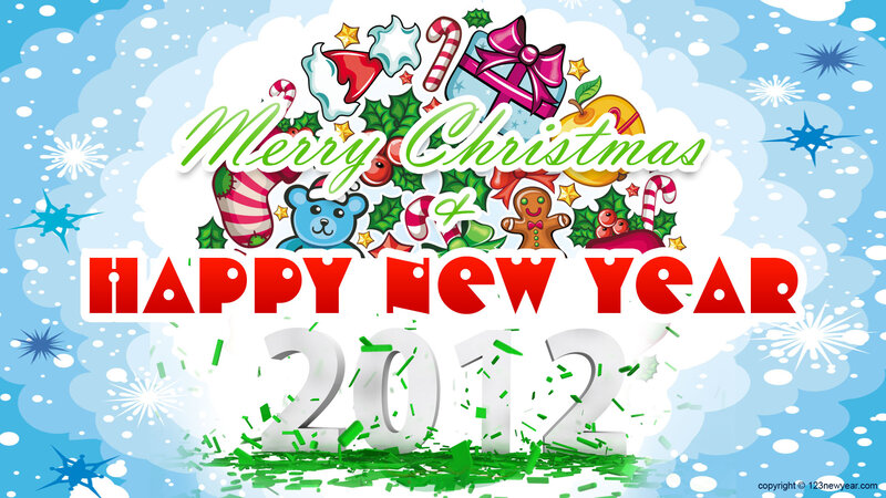 Christmas and New Year Greeting — Blue