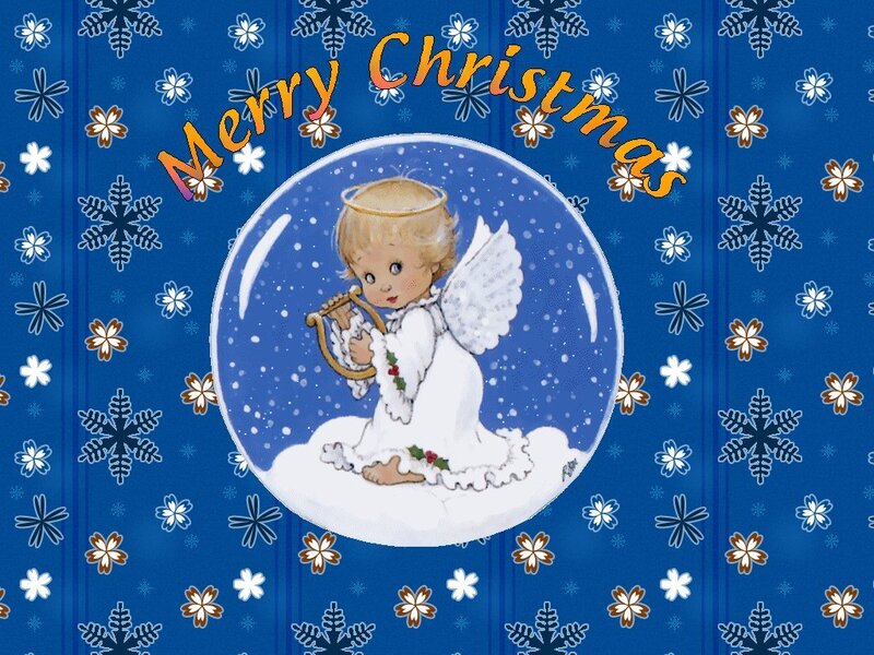 Christmas angel in snow globe