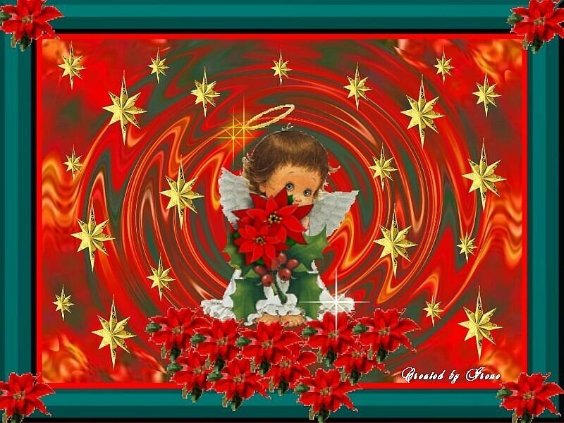 Christmas angel with poinsettias