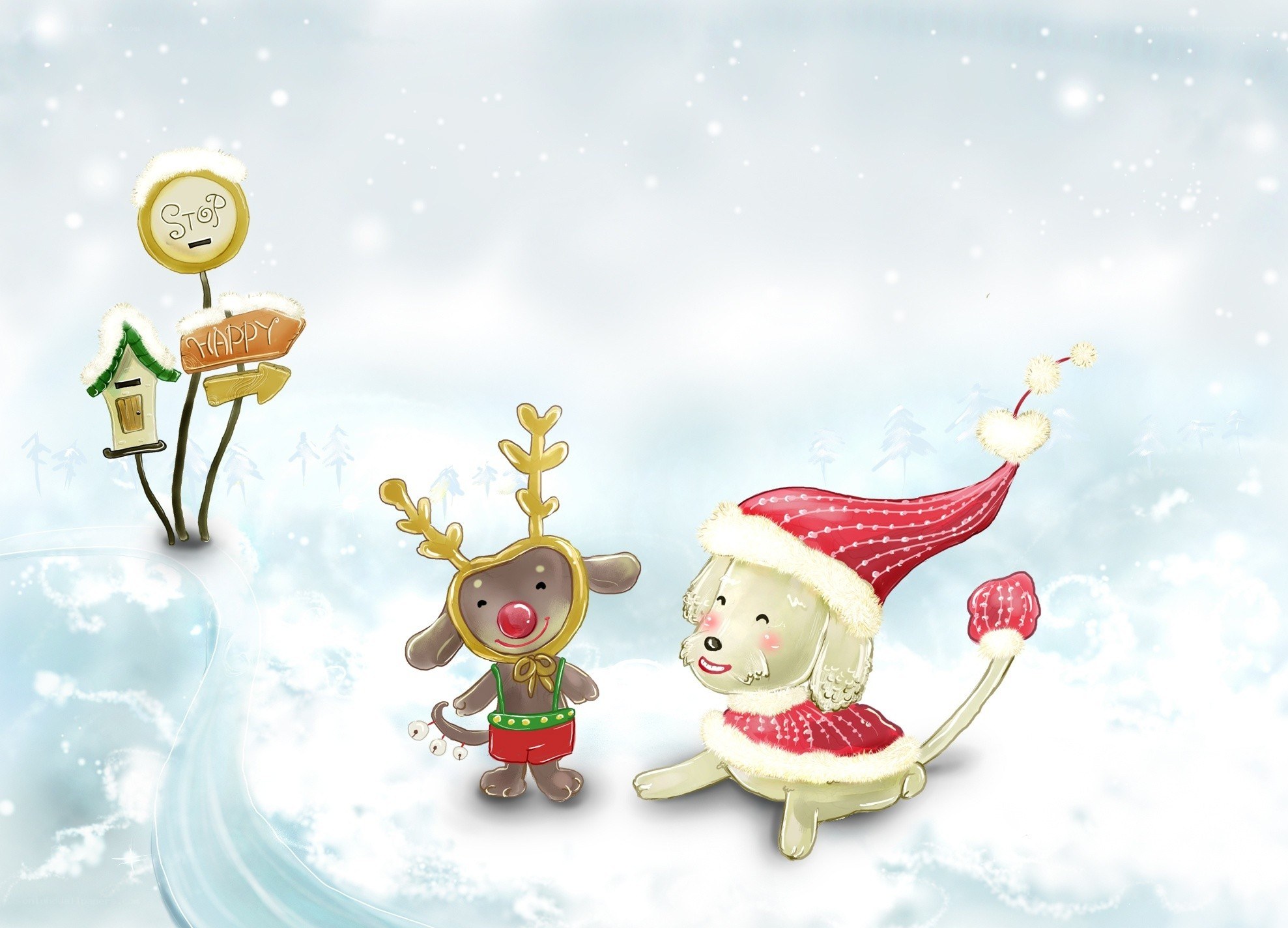 Christmas animals in snow