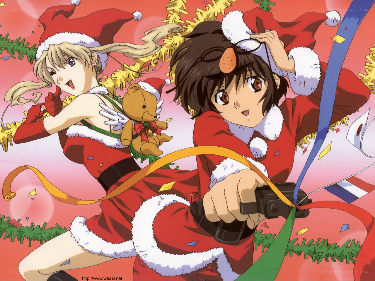 Christmas anime characters in action