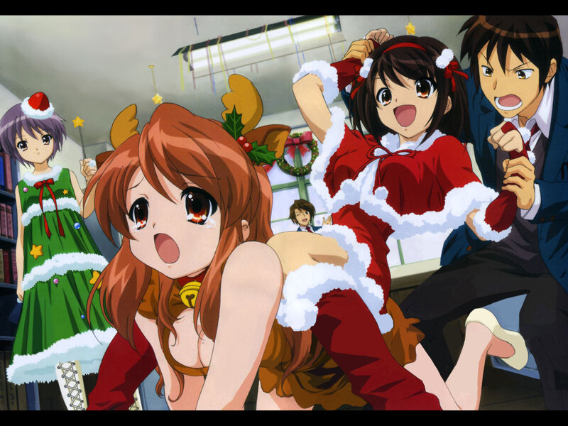 Christmas anime characters in costumes