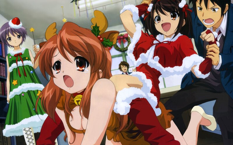 Christmas anime characters in costumes