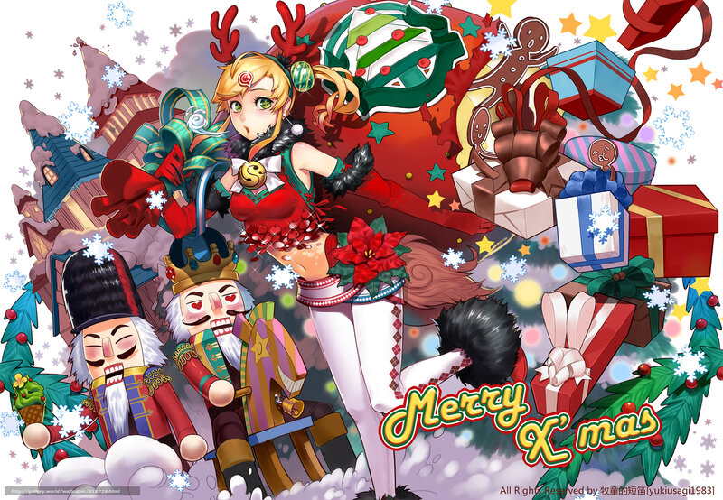 Christmas anime girl illustration