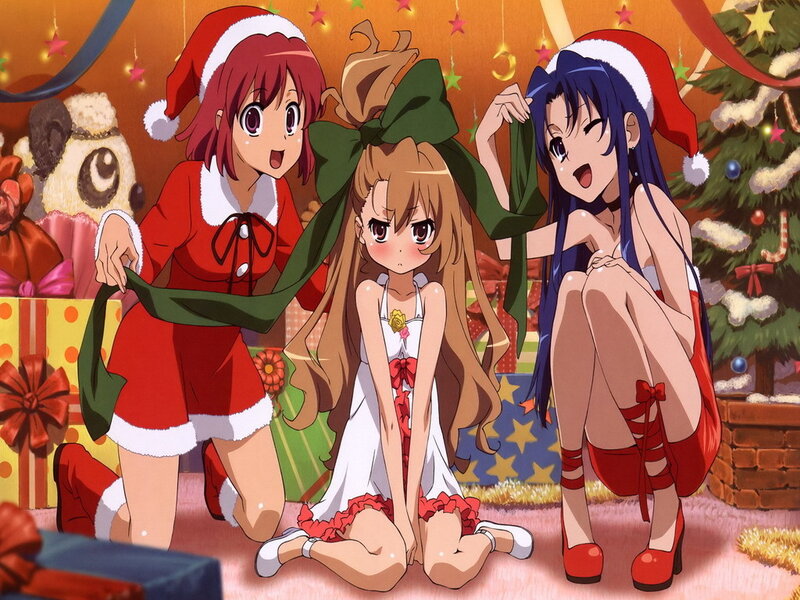 Christmas anime girls celebration