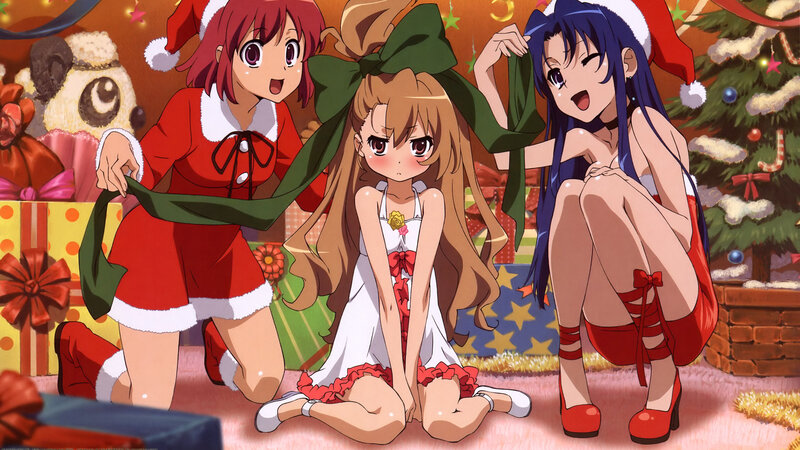 Christmas anime girls celebration