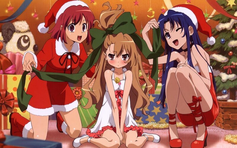 Christmas anime girls celebration