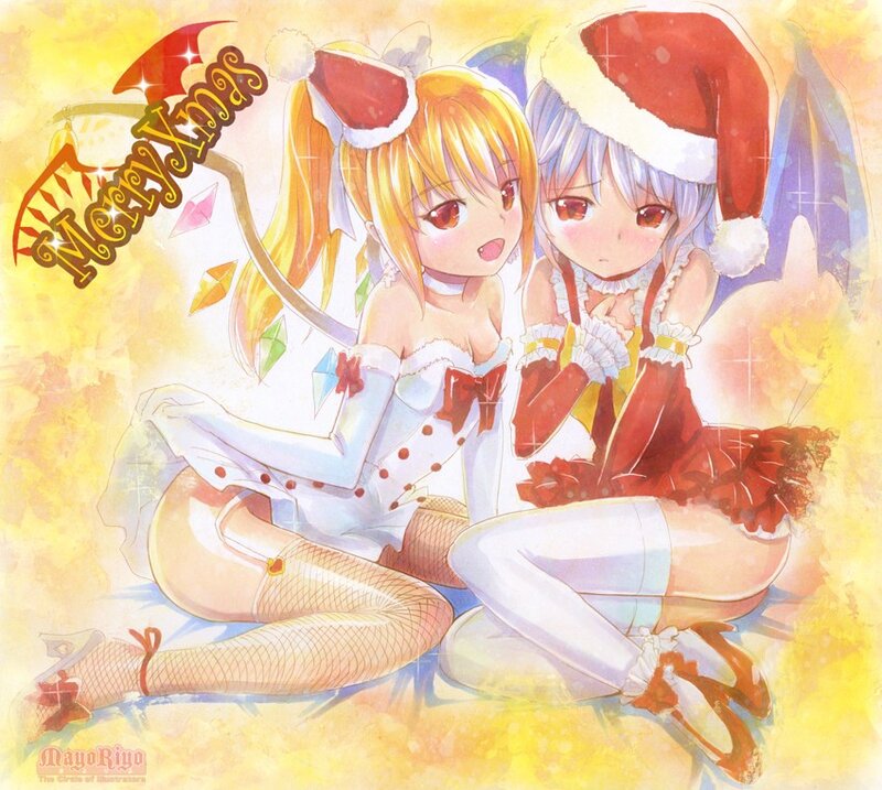 Christmas anime girls illustration