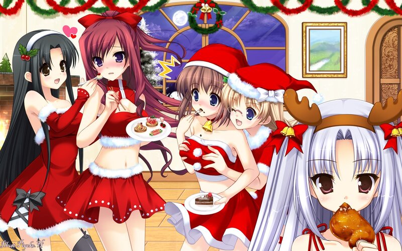 Christmas anime girls party