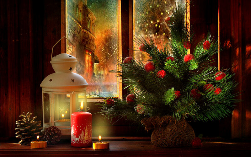 Christmas Arrangement on Windowsill