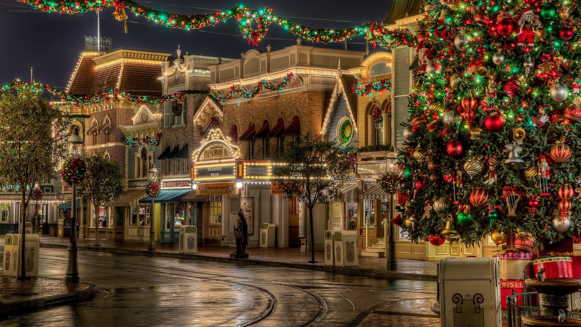 Christmas at a theme park