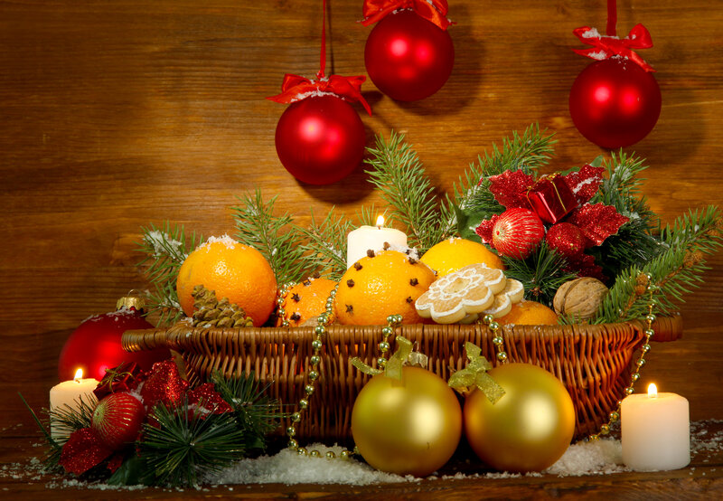 Christmas Basket Arrangement — Red, Festive