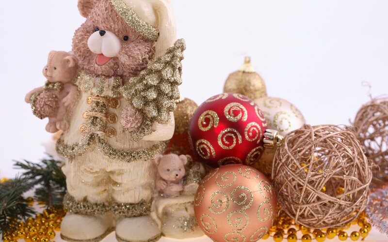 Christmas bear figurine with ornaments