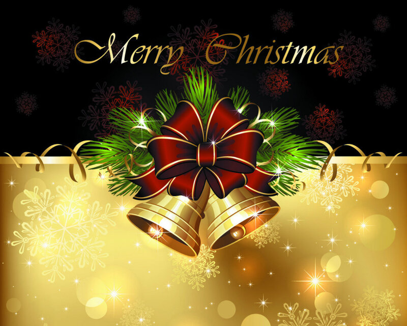 Christmas Bells and Bow — Black
