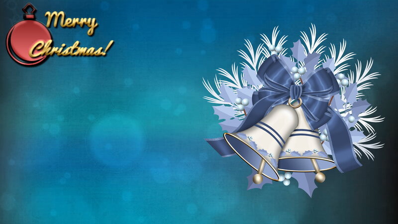 Christmas Bells and Bow — Blue