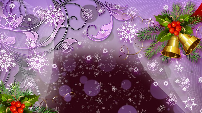 Christmas Bells and Holly — Purple