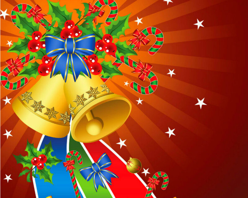 Christmas Bells and Holly — Red, Festive