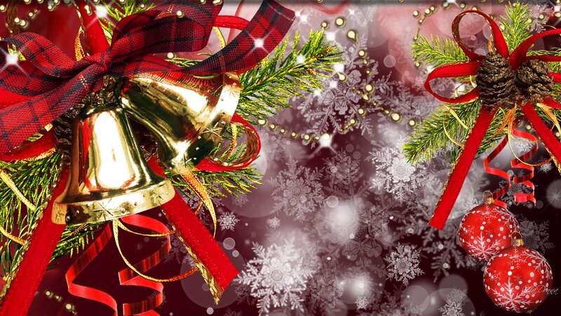 Christmas Bells and Ornaments — Red, Festive