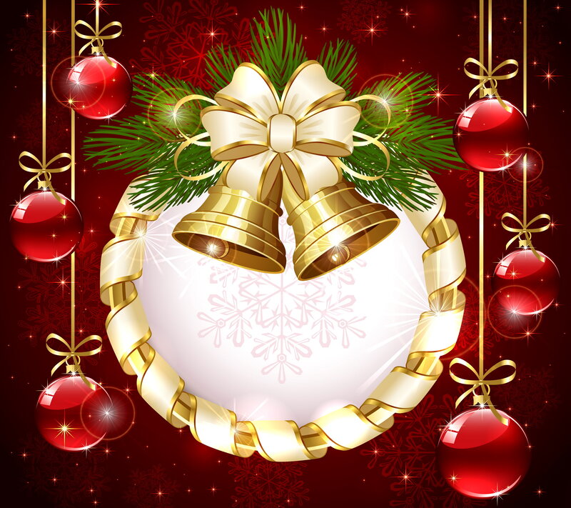 Christmas Bells and Ornaments — Red