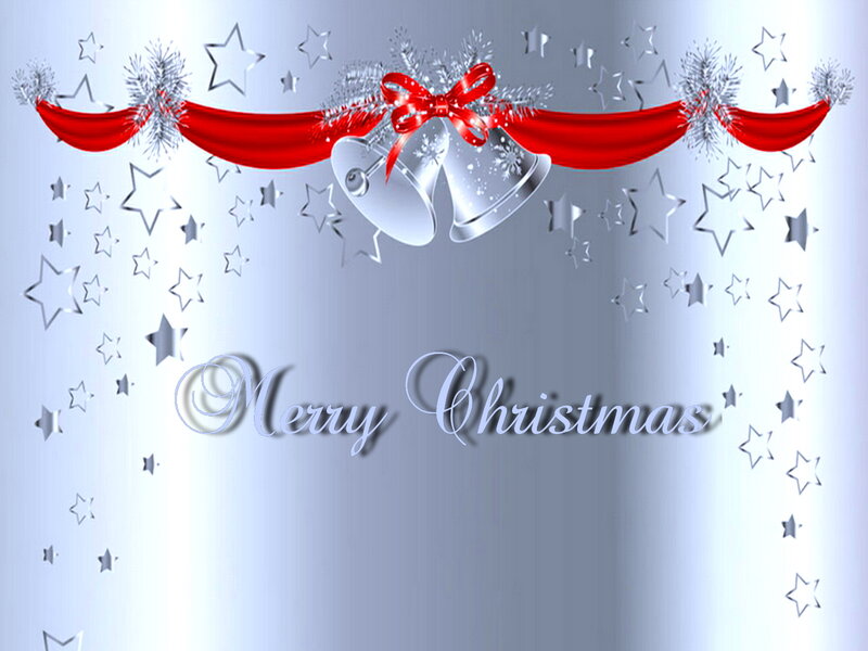 Christmas Bells and Ribbon — Silver
