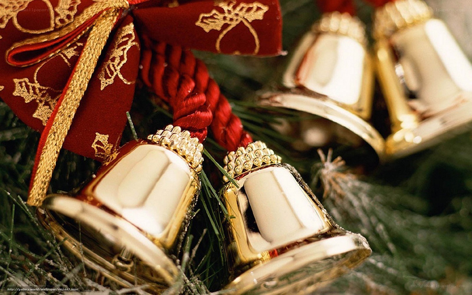 Christmas bells and ribbon