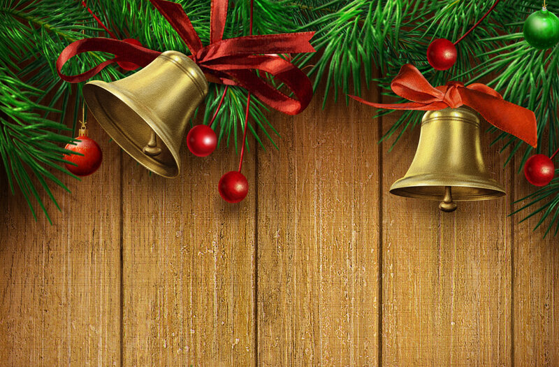Christmas Bells on Wood