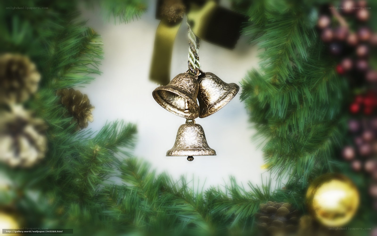 Christmas bells on wreath