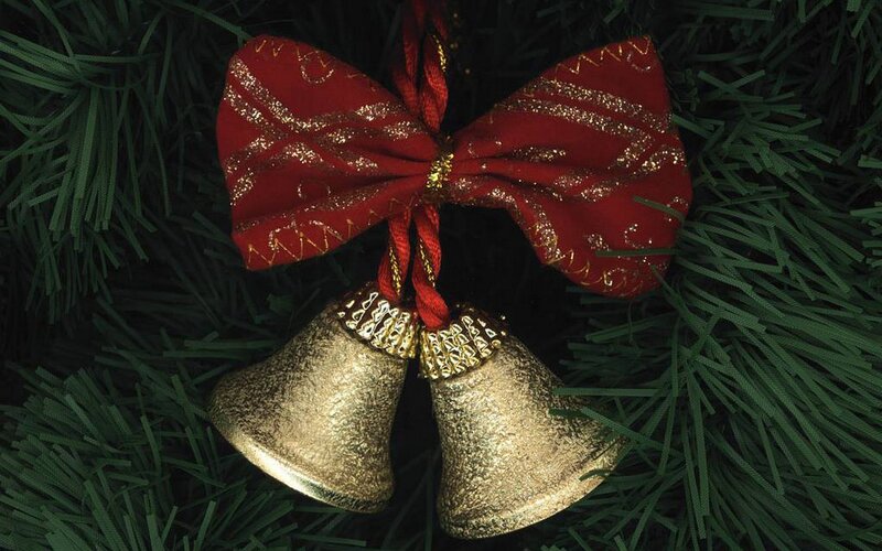 Christmas bells with red bow