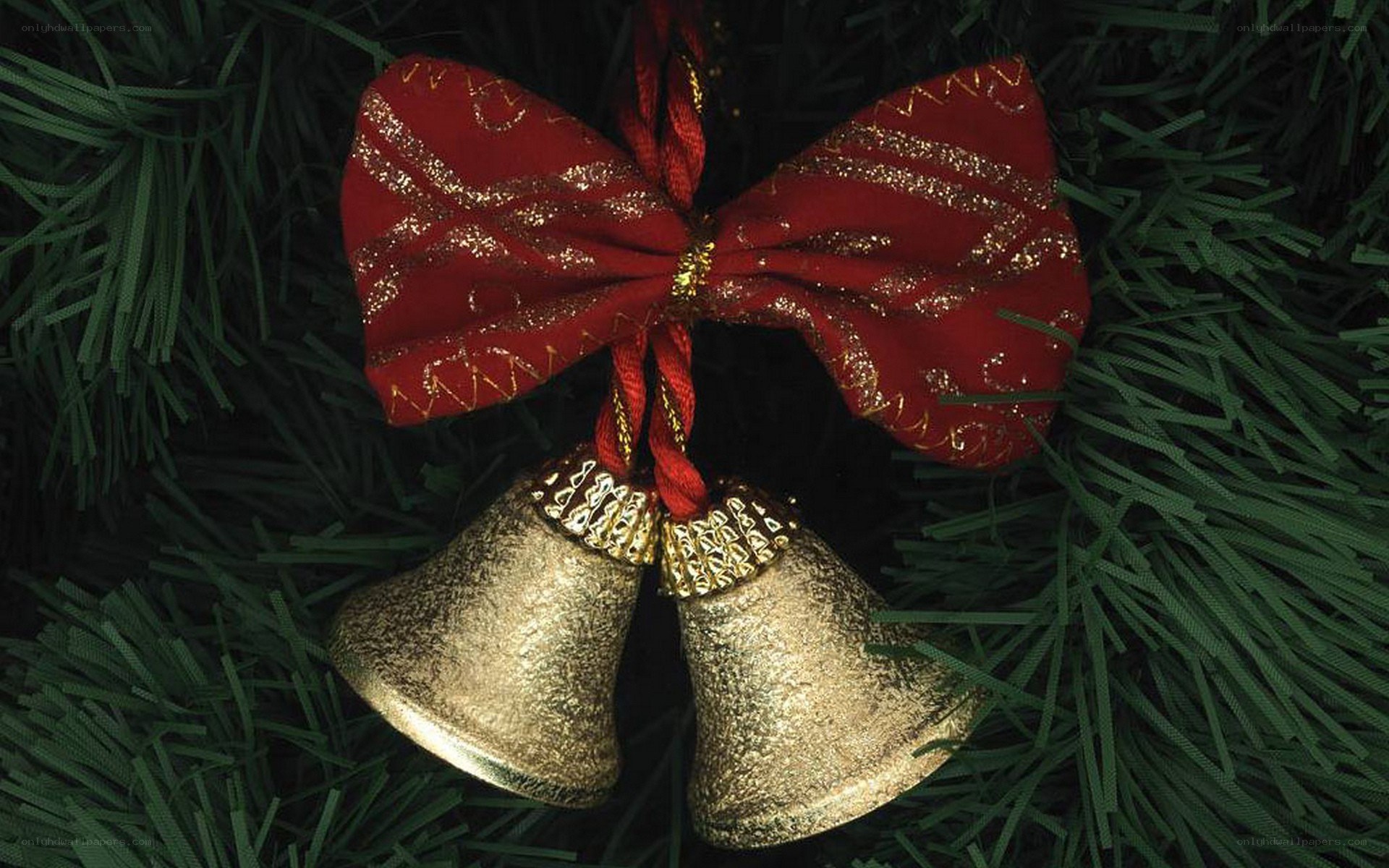 Christmas bells with red bow