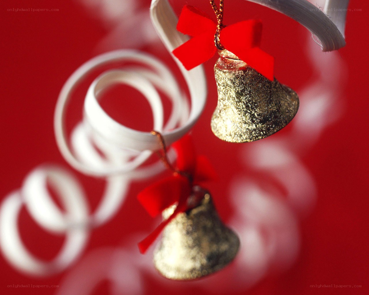 Christmas bells with ribbons