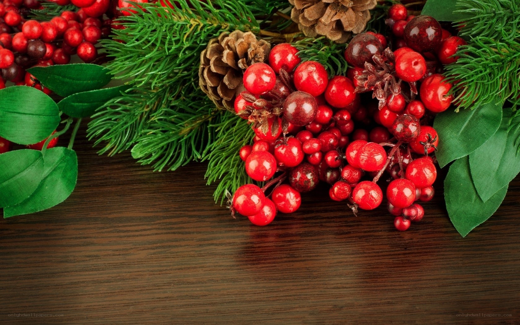 Christmas berries and pine branches