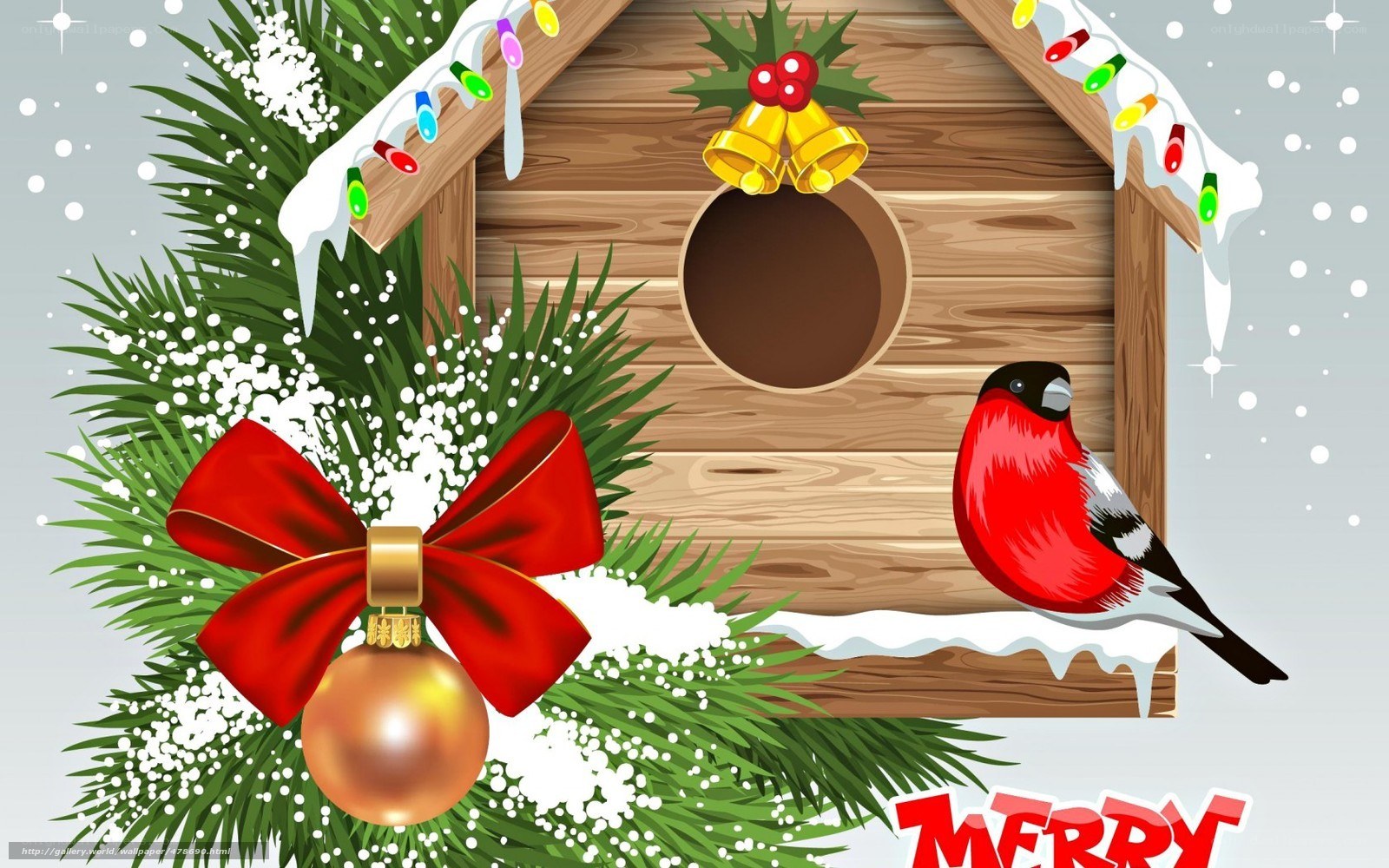 Christmas birdhouse scene