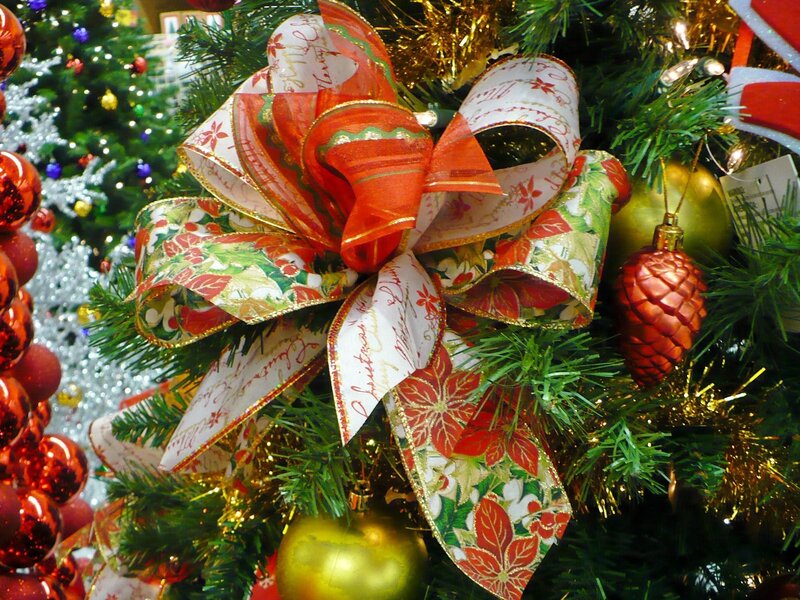Christmas bow on tree