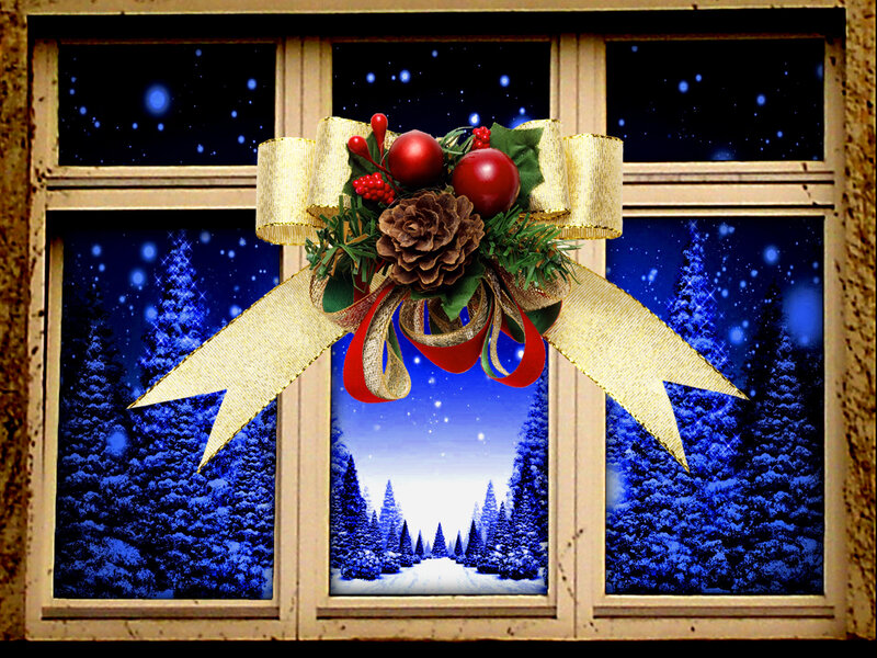 Christmas Bow on Window