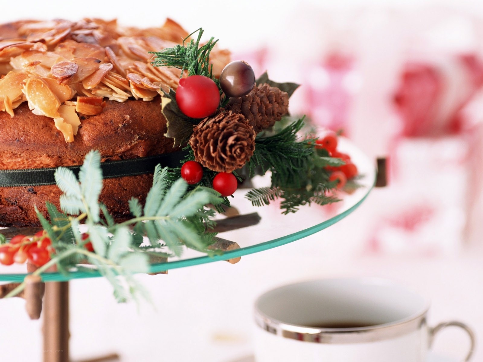 Christmas cake on a stand