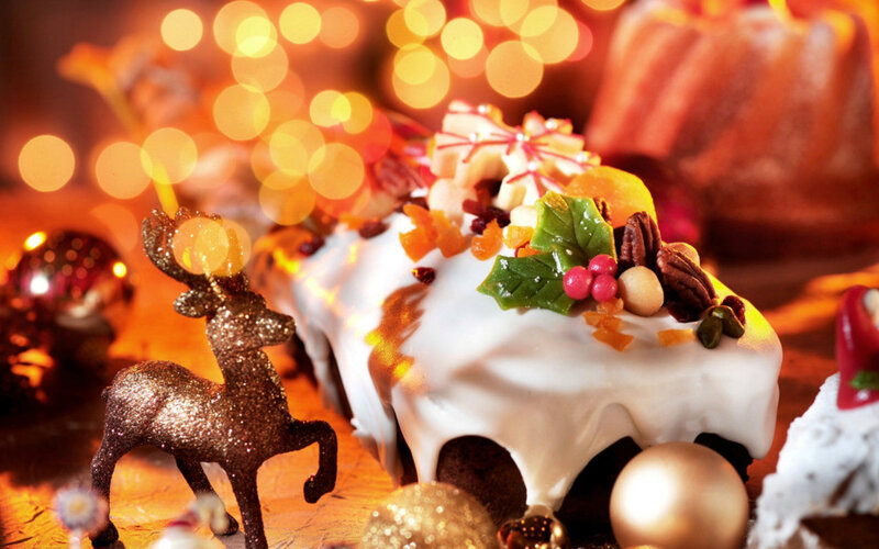 Christmas Cake with Decorations