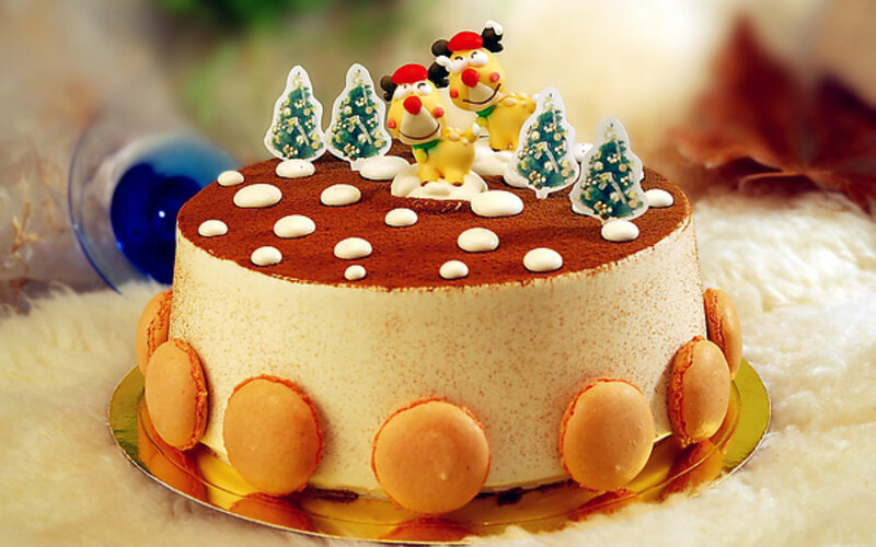 Christmas Cake with Reindeer