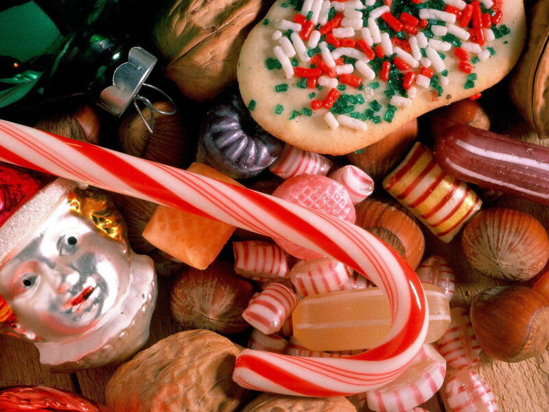 Christmas candies and ornaments