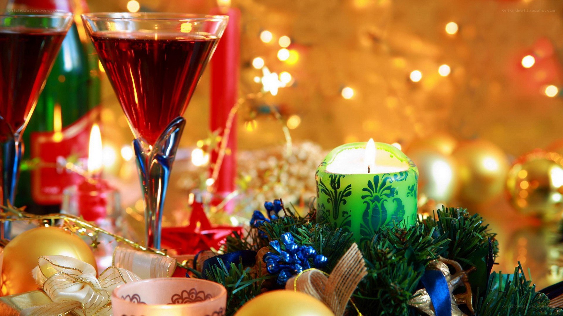 Christmas candle and drinks