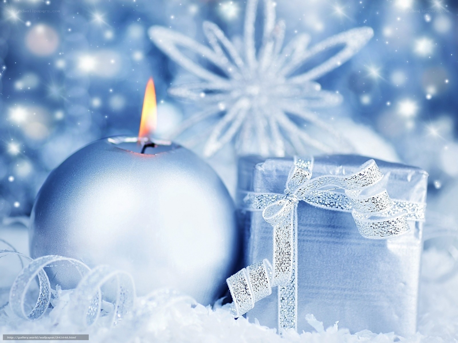 Christmas candle and gift